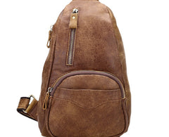 Cool Black and Brown Mens Leather Chest Bag Sling Bag Sling Crossbody Bag For Men - iwalletsmen