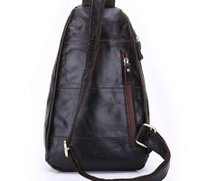 Cool Black and Brown Mens Leather Chest Bag Sling Bag Sling Crossbody Bag For Men - iwalletsmen