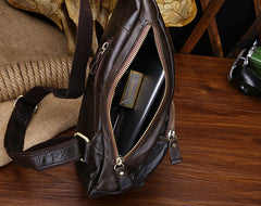 Cool Black and Brown Mens Leather Chest Bag Sling Bag Sling Crossbody Bag For Men - iwalletsmen