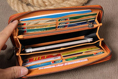 Cool Braided Leather Mens Clutch Brown Vintage Zipper Wallet for Men