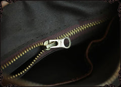 Cool Brown Leather Mens Vertical Side Bag Small Messenger Bag Courier Bag For Men - iwalletsmen