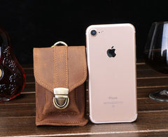 Cool Brown Leather Cigarette Case Belt Pouches BELT Cigarette Holder For Men - iwalletsmen