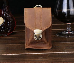 Cool Brown Leather Cigarette Case Belt Pouches BELT Cigarette Holder For Men - iwalletsmen