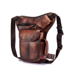Cool Brown Leather Men's Waist Bag Phone Holster Shoulder Bag Mini Side Bag Belt Pouch For Men - iwalletsmen