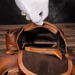 Cool Brown Leather Men's Waist Bag Phone Holster Shoulder Bag Mini Side Bag Belt Pouch For Men - iwalletsmen