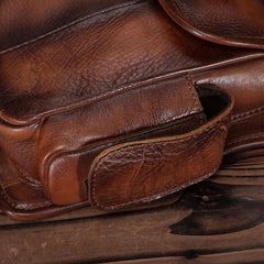 Cool Brown Leather Men's Waist Bag Phone Holster Shoulder Bag Mini Side Bag Belt Pouch For Men - iwalletsmen