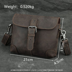 Cool Brown Leather Men's 8 inches Postman Bag Camel Belt Bag Courier Messenger Bag For Men - iwalletsmen