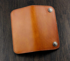 Cool Brown Leather Men's Biker Long Wallet Bifold Long Wallet For Men - iwalletsmen