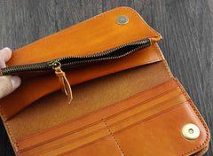Cool Brown Leather Men's Biker Long Wallet Bifold Long Wallet For Men - iwalletsmen