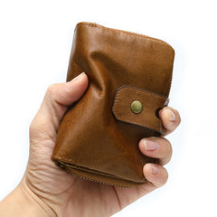 Cool Brown Leather Men's Black billfold Small Wallet Black Bifold Wallet For Men - iwalletsmen
