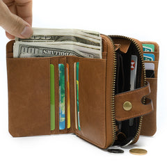 Cool Brown Leather Men's Black billfold Small Wallet Black Bifold Wallet For Men - iwalletsmen