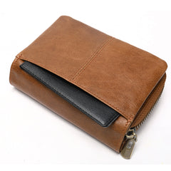 Cool Brown Leather Men's Black billfold Small Wallet Black Bifold Wallet For Men - iwalletsmen