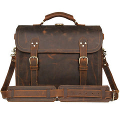 Cool Brown Leather Men's Large 16‘’ Briefcase Business Backpack Travel Handbag For Men - iwalletsmen