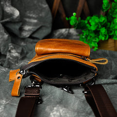 Cool Brown Leather Men's Belt Pouch Cell Phone Holster Small Belt Bag Mini Messenger Bag Side Bag For Men - iwalletsmen