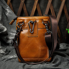 Cool Brown Leather Men's Belt Pouch Cell Phone Holster Small Belt Bag Mini Messenger Bag Side Bag For Men - iwalletsmen