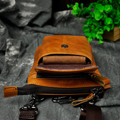 Cool Brown Leather Men's Belt Pouch Cell Phone Holster Small Belt Bag Mini Messenger Bag Side Bag For Men - iwalletsmen