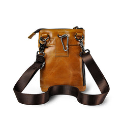 Cool Brown Leather Men's Belt Pouch Cell Phone Holster Small Belt Bag Mini Messenger Bag Side Bag For Men - iwalletsmen