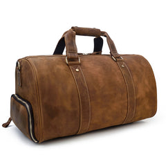 Cool Brown Leather Men's Overnight Bag Large Travel Bag Duffel Bag Weekender Bag For Men - iwalletsmen