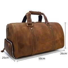Cool Brown Leather Men's Overnight Bag Large Travel Bag Duffel Bag Weekender Bag For Men - iwalletsmen