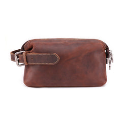 Cool Brown Leather Men's Red Brown Storage Bag Clutch Bag Portable Bag Mini Handbag for Men - iwalletsmen
