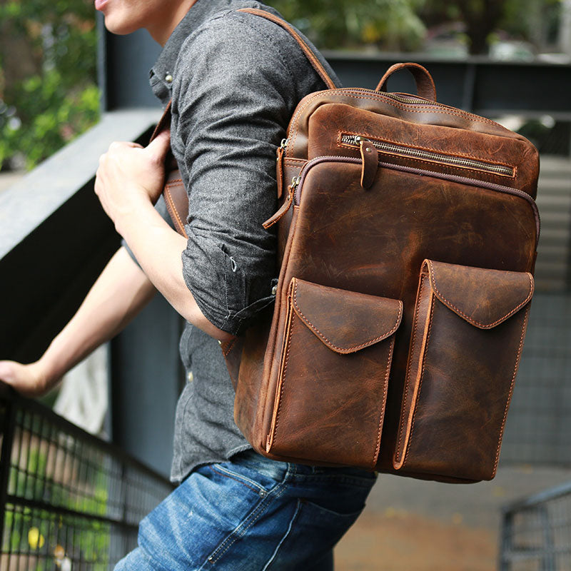 cool leather backpacks Backpack Men Full Grain Handmade Backpack a padded laptop sleeve The 5 Best Leather Backpacks