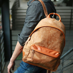 Cool Brown Leather Mens Backpacks Travel Backpacks Laptop Backpack for men - iwalletsmen