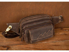 Cool Brown Leather Mens Bumbag Fanny Pack Brown Waist Bag Brown Hip Pack Belt Bag for Men - iwalletsmen