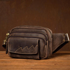 Cool Brown Leather Mens Bumbag Fanny Pack Brown Waist Bag Brown Hip Pack Belt Bag for Men - iwalletsmen