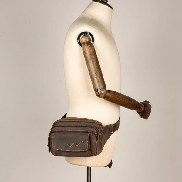 Cool Brown Leather Mens Bumbag Fanny Pack Brown Waist Bag Brown Hip Pack Belt Bag for Men - iwalletsmen