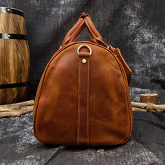 Cool Brown Leather Mens 19'' Overnight Bag Duffle Bag Travel Bag Large Weekender Bag for Men - iwalletsmen