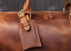 Cool Brown Leather Mens Overnight Bag Duffle Bag Travel Bag Weekender Bag for Men - iwalletsmen