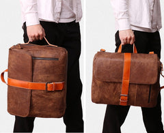 Cool Brown Leather Messenger Bag Handbag Shoulder Bag Backpack For Men - iwalletsmen