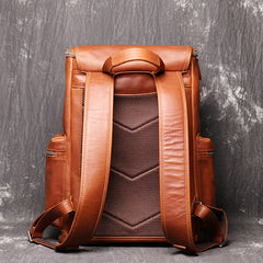 Cool Brown Mens Leather 15.6 inches Large School Backpack Travel Backpack for Men - iwalletsmen