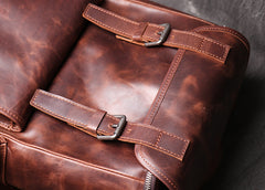 Cool Brown Mens Leather 15.6 inches Large School Backpack Travel Backpack for Men - iwalletsmen