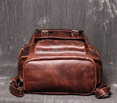 Cool Brown Mens Leather 15.6 inches Large School Backpack Travel Backpack for Men - iwalletsmen