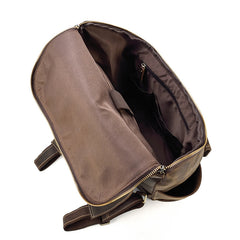 Cool Brown Mens Leather 15 inches Large School Computer Backpack Dark Brown Laptop Travel Backpack for Men - iwalletsmen