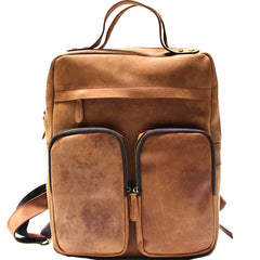 Cool Brown Mens Leather Backpack Travel Backpacks Laptop Backpack for men - iwalletsmen