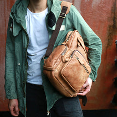 Cool Brown Mens Leather Backpack Travel Backpacks School Backpacks for men - iwalletsmen