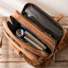 Cool Brown Mens Leather Backpacks Travel Backpacks Laptop Backpack for men - iwalletsmen
