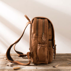 Cool Brown Mens Leather Backpacks Travel Backpacks Laptop Backpack for men - iwalletsmen