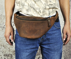 Cool Vintage Brown Mens Leather Fanny Pack Belt Bags Waist Bag For Men - iwalletsmen