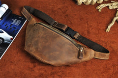 Cool Vintage Brown Mens Leather Fanny Pack Belt Bags Waist Bag For Men - iwalletsmen