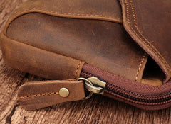 Cool Brown Mens Leather Belt Bag Belt Pouch Cell Phone Holster Waist Bags For Men - iwalletsmen
