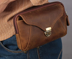 Cool Brown Mens Leather Belt Bag Belt Pouch Cell Phone Holster Waist Bags For Men - iwalletsmen