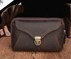 Cool Brown Mens Leather Belt Bag Belt Pouch Cell Phone Holster Waist Bags For Men - iwalletsmen