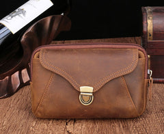 Cool Brown Mens Leather Belt Bag Belt Pouch Cell Phone Holster Waist Bags For Men - iwalletsmen