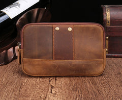 Cool Brown Mens Leather Belt Bag Belt Pouch Cell Phone Holster Waist Bags For Men - iwalletsmen