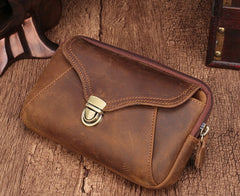 Cool Brown Mens Leather Belt Bag Belt Pouch Cell Phone Holster Waist Bags For Men - iwalletsmen