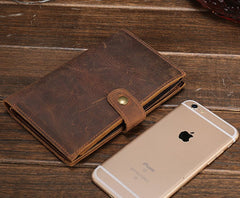 Cool Brown Vintage Mens Leather Long Wallet Bifold Long Wallet for Men - iwalletsmen