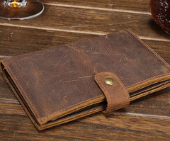 Cool Brown Vintage Mens Leather Long Wallet Bifold Long Wallet for Men - iwalletsmen